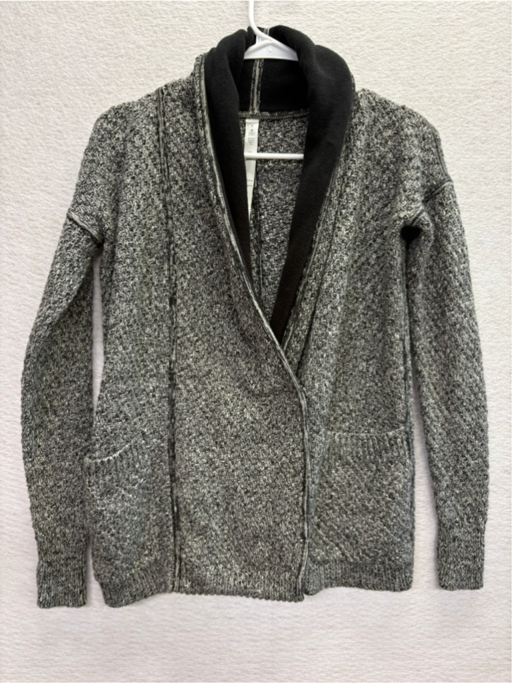 Lululemon Post Practice Cardigan Sweater Ghost Black Space Dye Women's Size 4